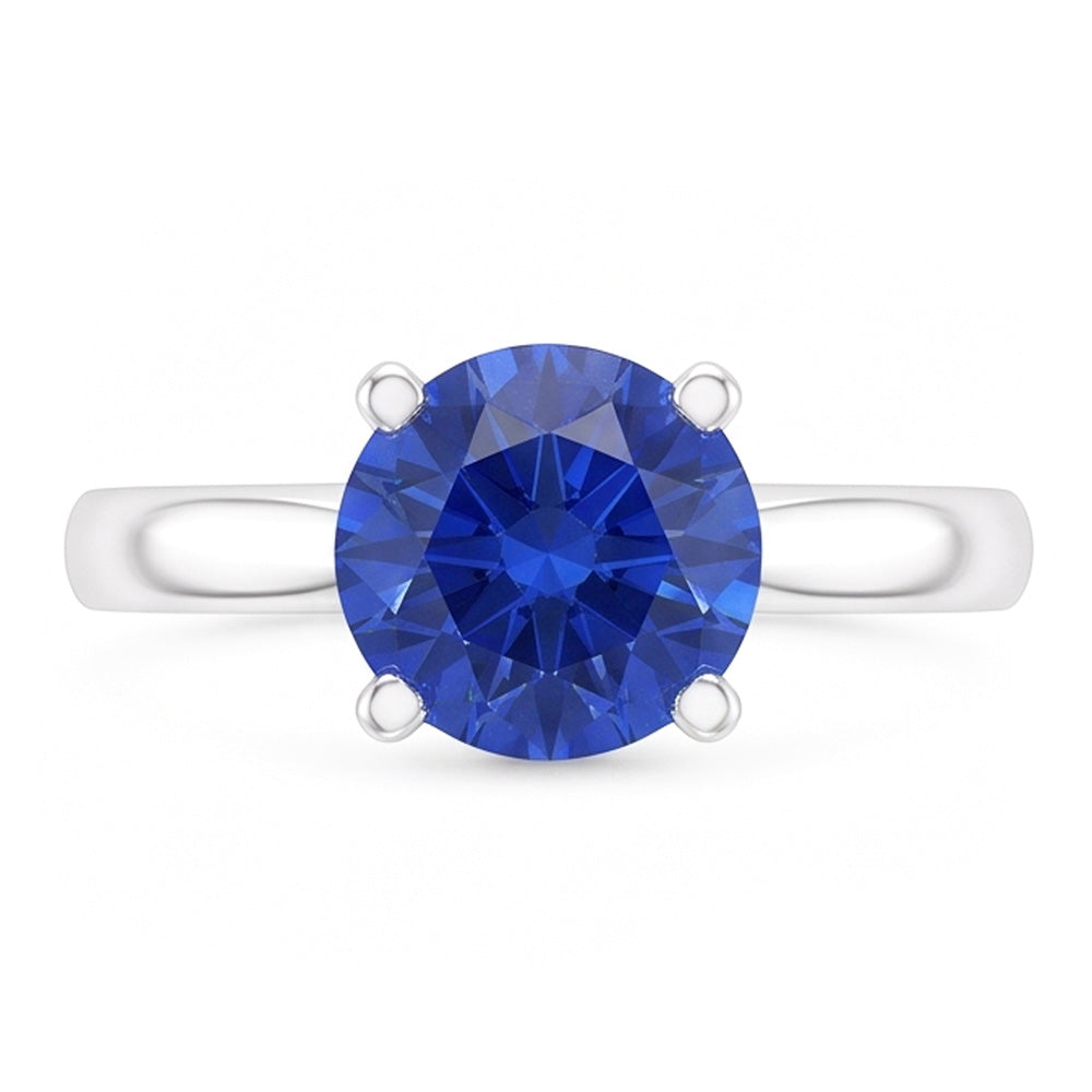 2 Carat Round Sapphire Engagement Ring