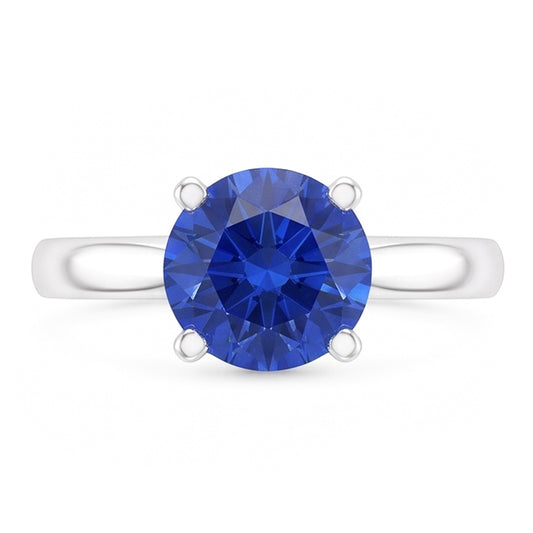2 Carat Round Sapphire Engagement Ring