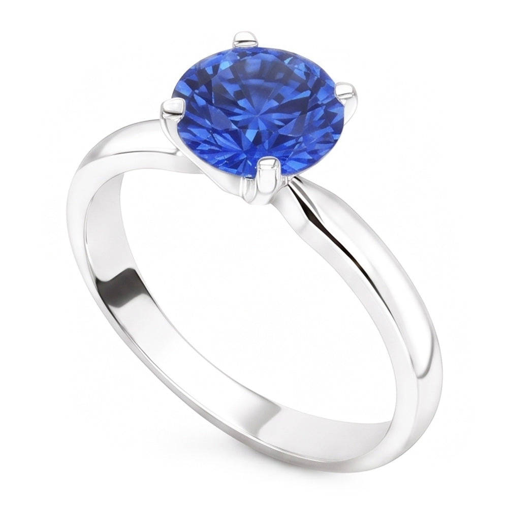 2 Carat Round Sapphire Engagement Ring