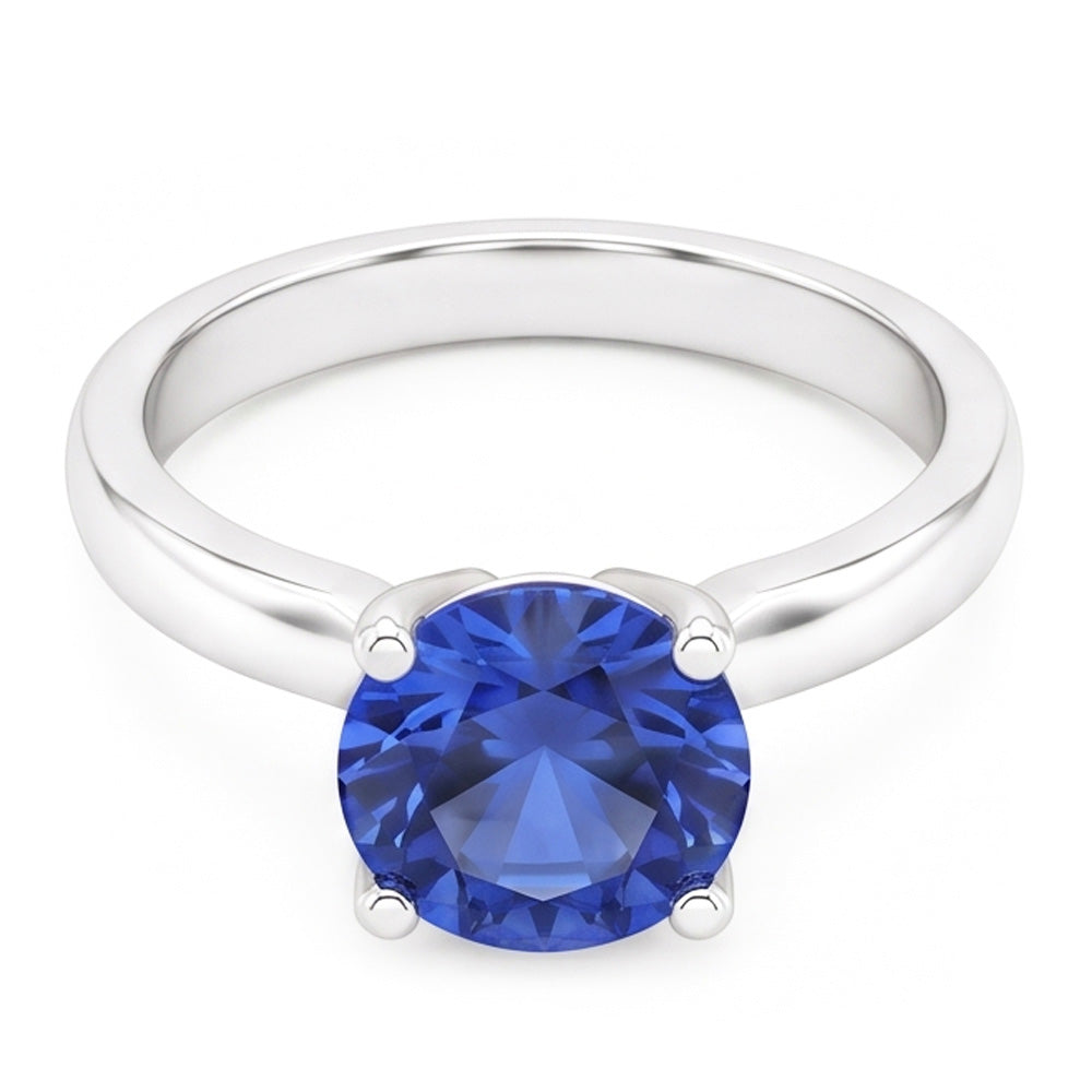 2 Carat Round Sapphire Engagement Ring