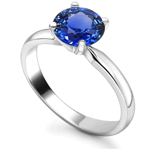 2 Carat Round Sapphire Engagement Ring