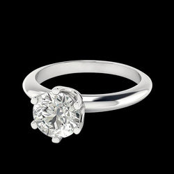 2 Carat Round Solitaire Genuine Diamond Engagement Ring White Gold 14K