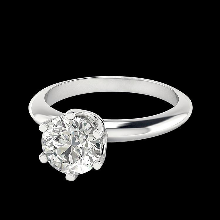 2 Carat Round Solitaire Genuine Diamond Engagement Ring White Gold 14K