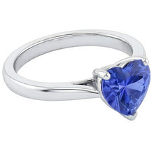 2 Carat Solitaire Ring Heart Prong Set Light Blue Sapphire Gold 14K