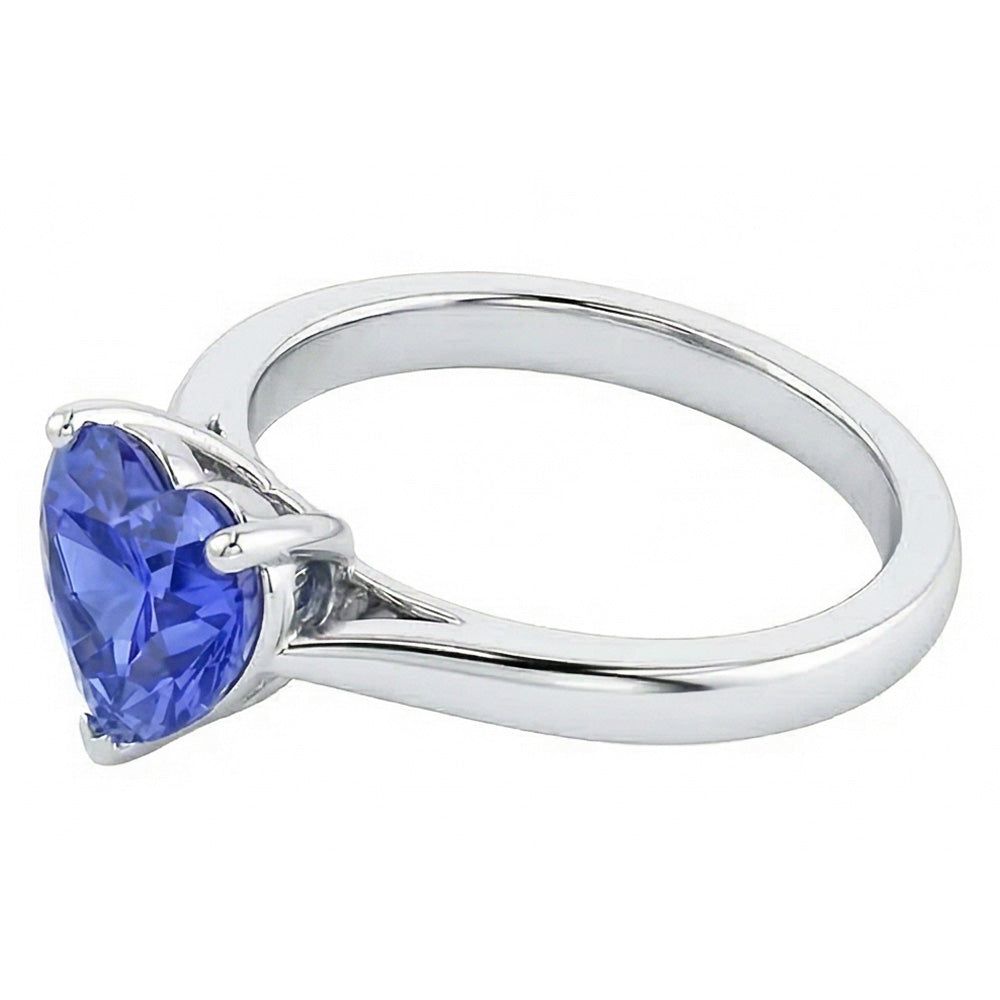 2 Carat Solitaire Ring Heart Prong Set Light Blue Sapphire Gold 14K