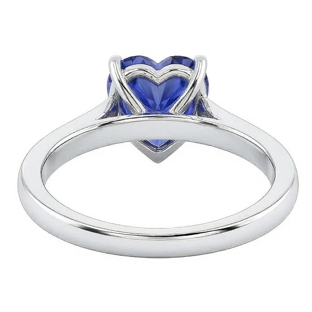 2 Carat Solitaire Ring Heart Prong Set Light Blue Sapphire Gold 14K