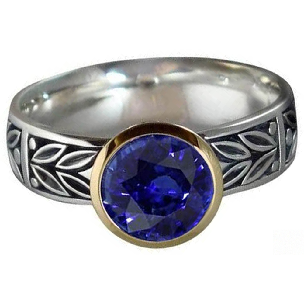2 Carat Solitaire Ring Round Tanzanite AAA Antique Style Jewellery
