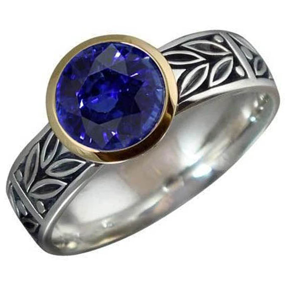 2 Carat Solitaire Ring Round Tanzanite AAA Antique Style Jewellery