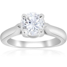 2 Carat Solitaire Round Cut Real Diamond Engagement Ring White Gold 14K