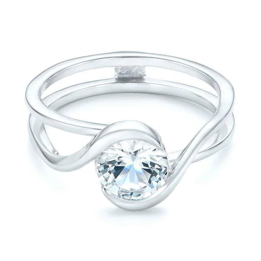 2 Carat Sparkling Bezel Set Round Real Diamond Wedding Ring
