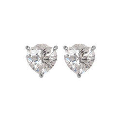 2 Carat Three Prong Set Genuine Heart Diamond Stud Earring White Gold