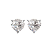 2 Carat Three Prong Set Genuine Heart Diamond Stud Earring White Gold