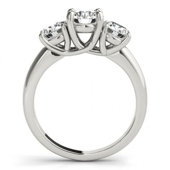 2 Carat Three Stone Round Real Diamond Engagement Ring 