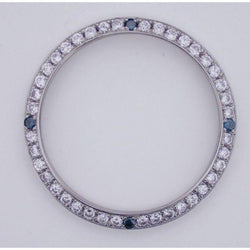 2 Carats 34 Mm Custom Blue & White Natural Diamond Bezel To Fit Rolex Date All Watch Models