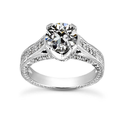 2 Carats Antique Style Engagement Ring Round Old Miner Natural Diamond