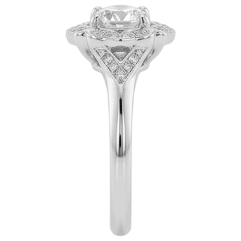 2 Carats Antique Style Round Real Natural Earth Mined DIAMOND ( NOT LAB GROWN ) Engagement Ring White Gold 14K
