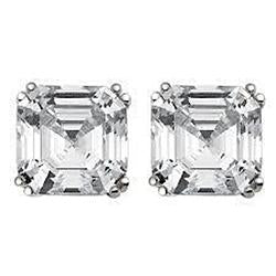 2 Carats Asscher Cut Natural Earth Mined Diamond Lady Stud Earring White Gold 14K