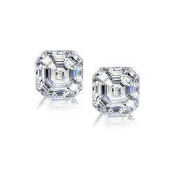 2 Carats Asscher Cut Real Diamond Stud Earrings Solid White Gold 14K