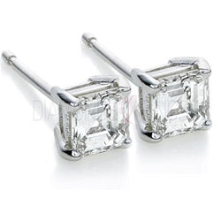 2 Carats Asscher Real Diamond Stud Women Earring