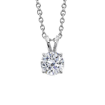 2 Carats Big Round Real Diamond Pendant White Gold 14K Prong Set