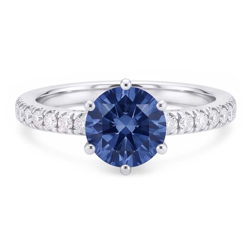 2 Carats Blue Natural Earth Mined Diamond Engagement Ring 6 Prong Gemstone