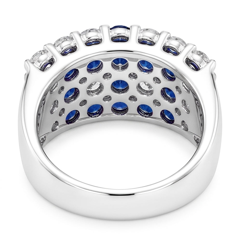 2 Carats Blue Sapphire Stones Anniversary Ring Thick Shank