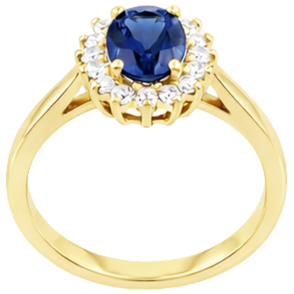 2 Carats Blue Tanzanite And Natural Earth Mined Diamond Wedding Ring Yellow Gold 14K