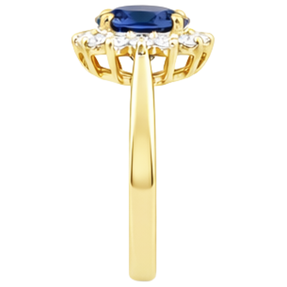 2 Carats Blue Tanzanite And Natural Earth Mined Diamond Wedding Ring Yellow Gold 14K