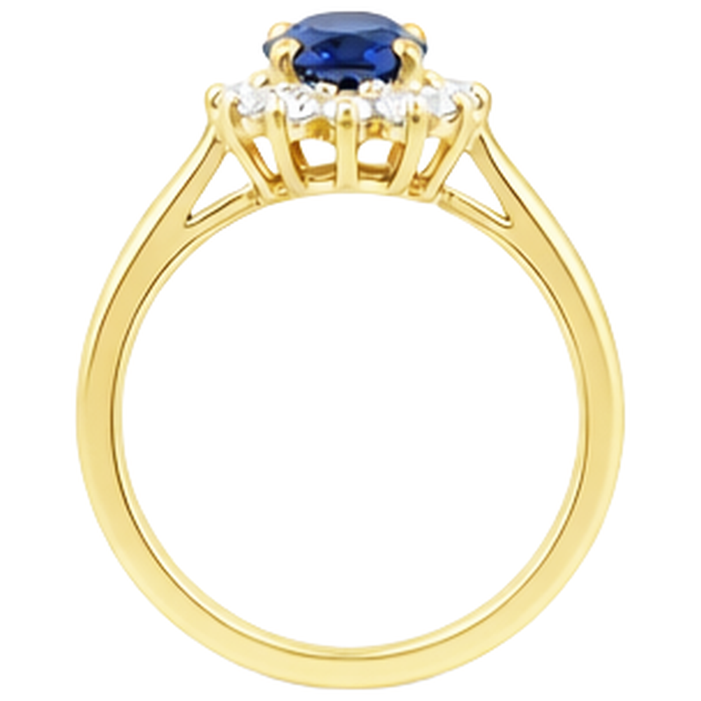 2 Carats Blue Tanzanite And Natural Earth Mined Diamond Wedding Ring Yellow Gold 14K