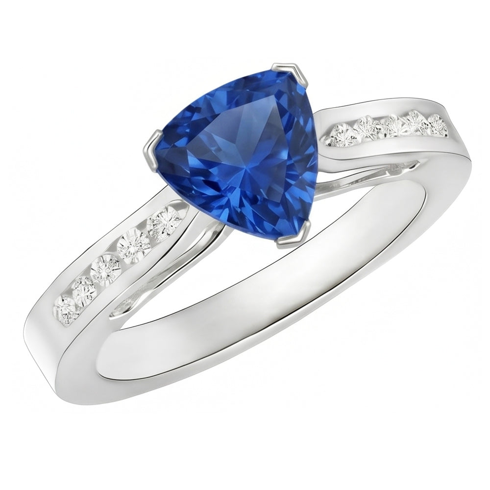 2 Carats Ceylon Sapphire And Natural Earth Mined DIAMOND ( NOT LAB GROWN )s Ring White Gold 14K
