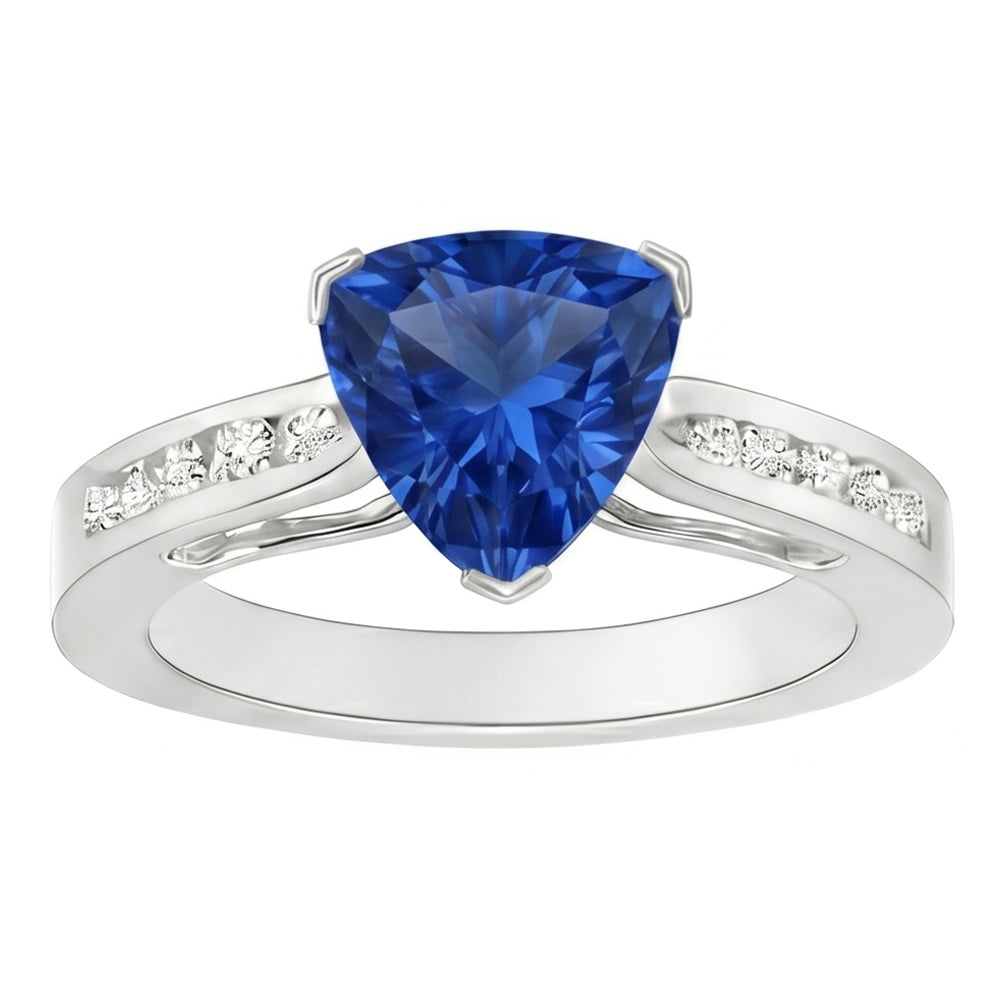 2 Carats Ceylon Sapphire And Natural Earth Mined DIAMOND ( NOT LAB GROWN )s Ring White Gold 14K