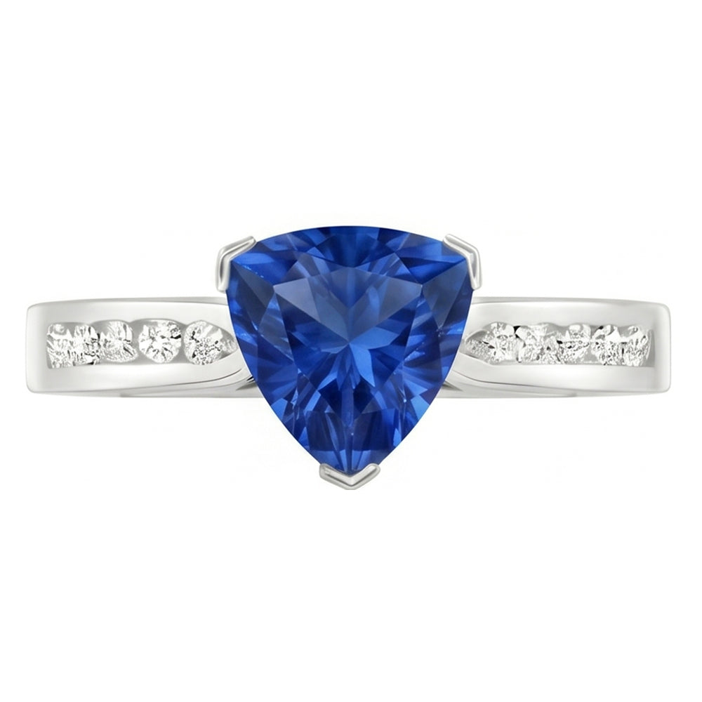 2 Carats Ceylon Sapphire And Natural Earth Mined DIAMOND ( NOT LAB GROWN )s Ring White Gold 14K
