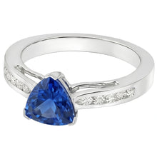2 Carats Ceylon Sapphire And Natural Earth Mined DIAMOND ( NOT LAB GROWN )s Ring White Gold 14K