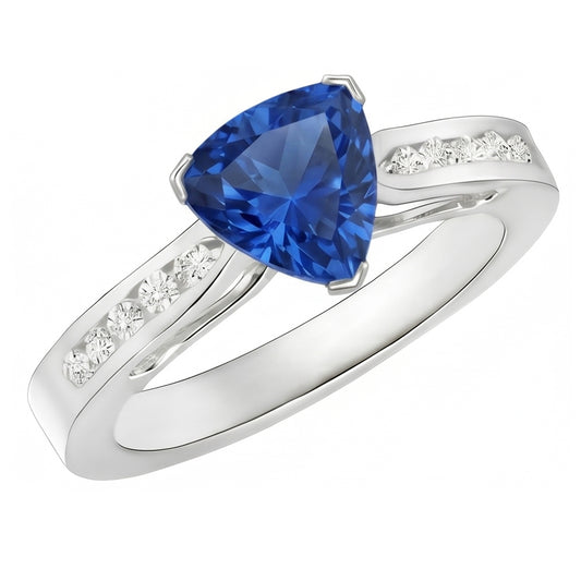 2 Carats Ceylon Sapphire And Natural Earth Mined DIAMOND ( NOT LAB GROWN )s Ring White Gold 14K