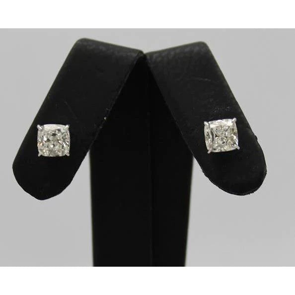 2 Carats Cushion Real Diamond Stud Earring Women Jewelry 