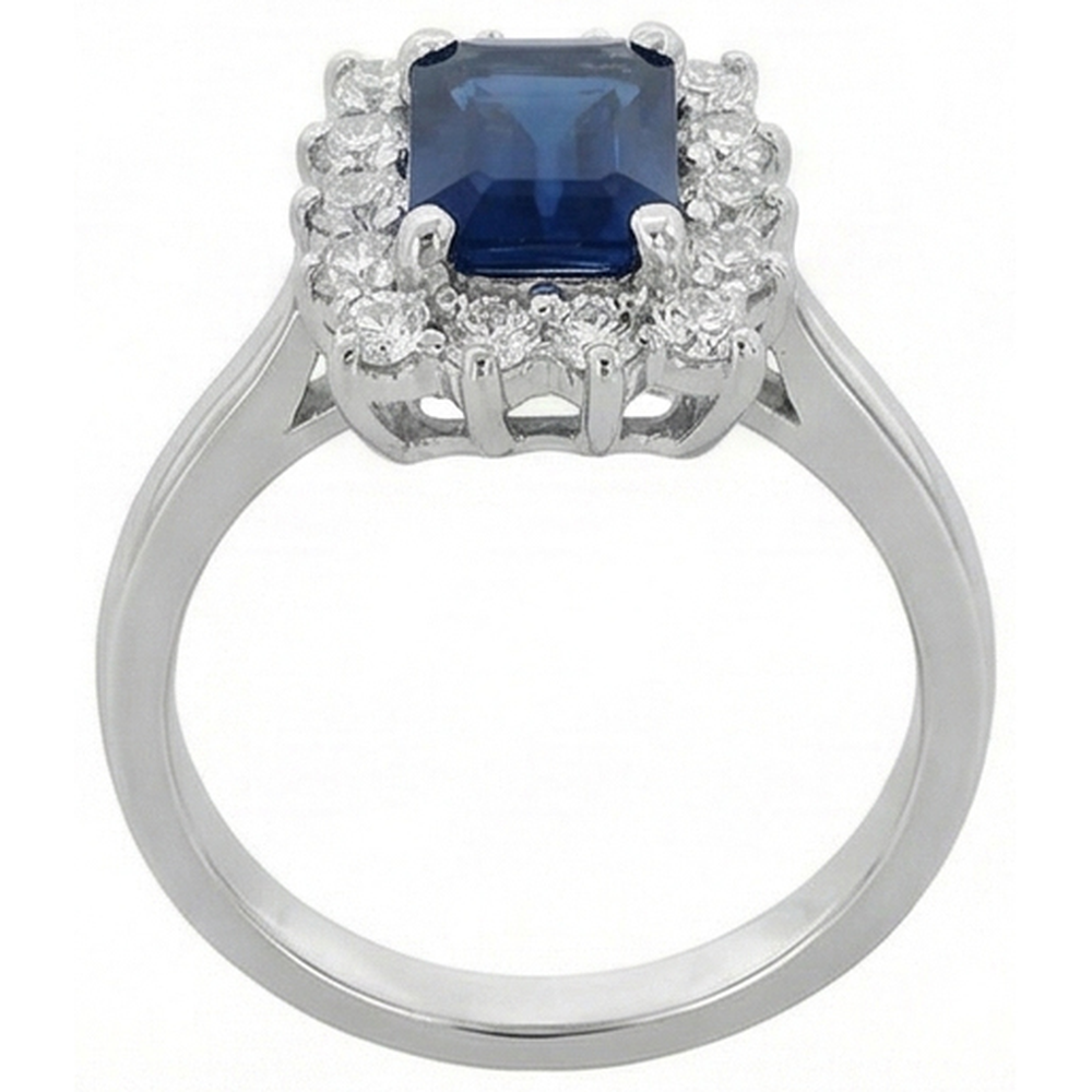 natural round sapphire 2ct ring profile view