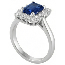 natural round sapphire 2ct ring on white background