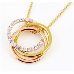 2 Carats Floating Multi Tone And Round Cut Natural Diamond Gold Pendant