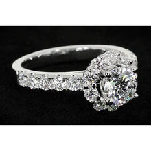 2 Carats Flower Style Diamond Engagement Ring White Gold 14K
