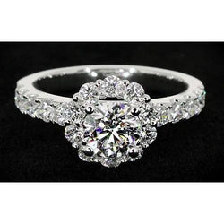 2 Carats Flower Style Genuine Diamond Engagement Ring White Gold 14K
