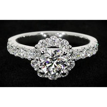 2 Carats Flower Style Diamond Engagement Ring White Gold 14K