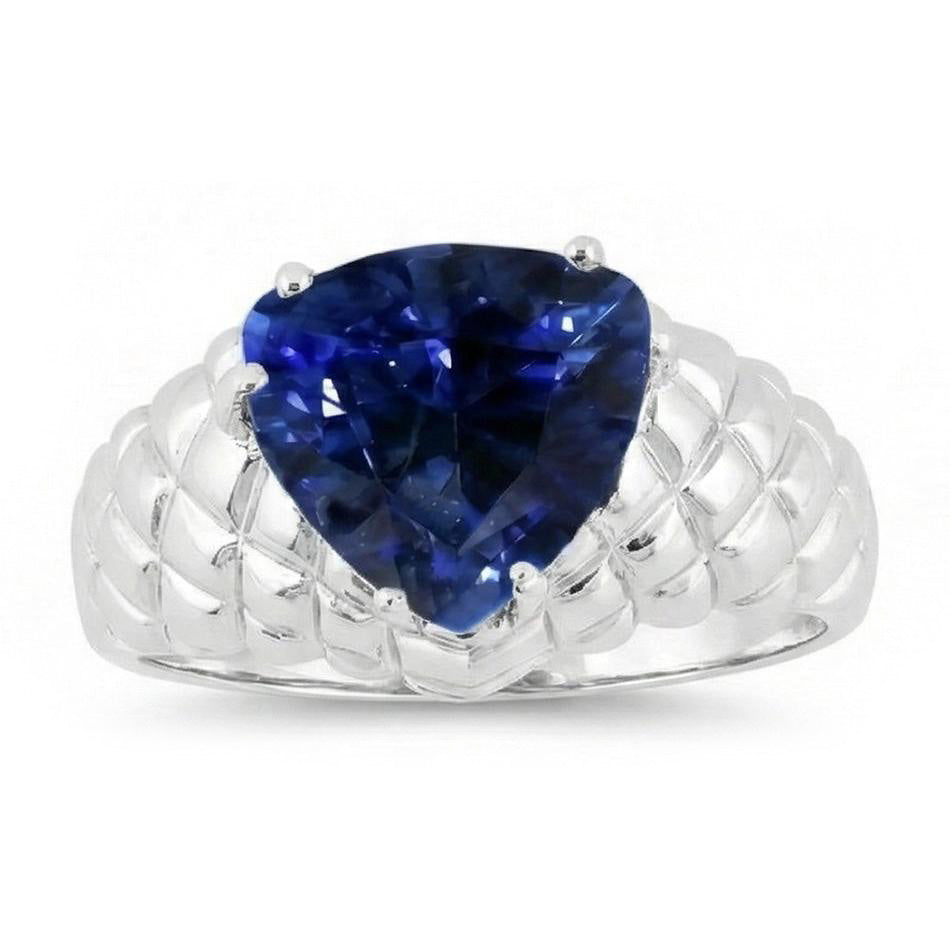 2 Carats Gemstone Jewellery Trillion Sapphire Ring Antique Style