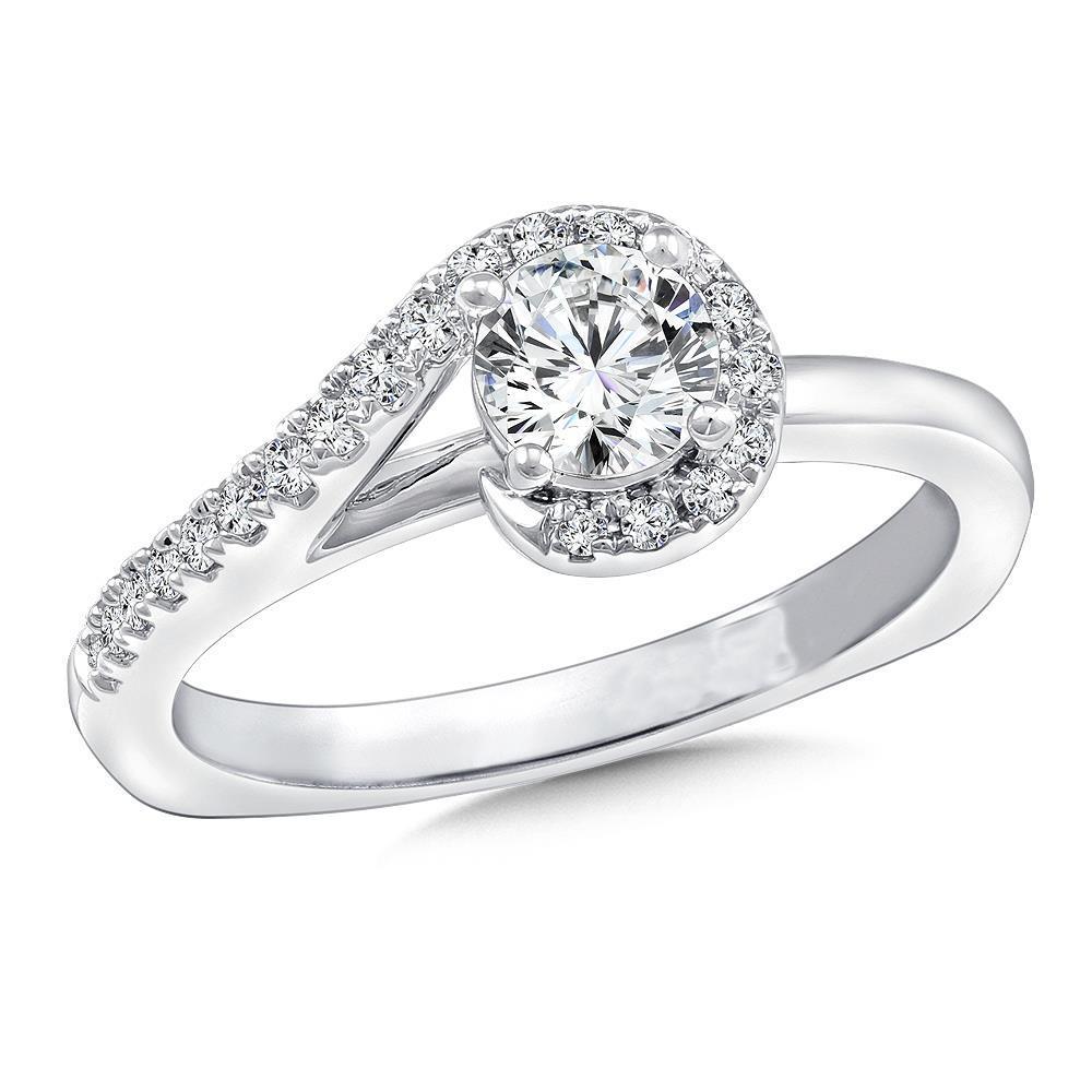 2 Carats Genuine Diamond Engagement Ring White Gold 14K