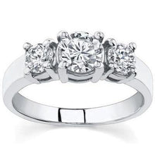 2 Carats Round Diamond Three Stone Anniversary Ring White Gold 14K
