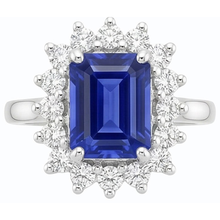 2 Carats Halo Natural Earth Mined Diamond Ring Emerald Ceylon Sapphire Gemstone Star Style