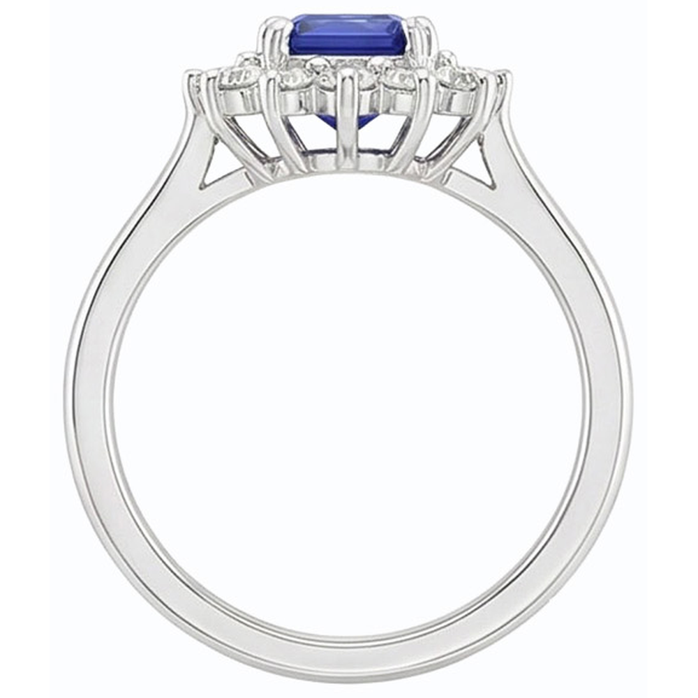 2 Carats Halo Natural Earth Mined Diamond Ring Emerald Ceylon Sapphire Gemstone Star Style
