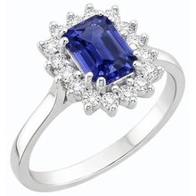 2 Carats Halo Natural Earth Mined Diamond Ring Emerald Ceylon Sapphire Gemstone Star Style