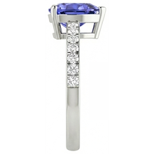 2 Carats Heart Cut Blue Tanzanite And Natural Earth Mined Diamond Anniversary Ring