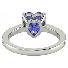 2 Carats Heart Cut Blue Tanzanite And Natural Earth Mined Diamond Anniversary Ring