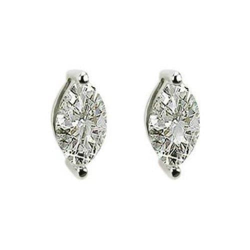 2 Carats Marquise Cut Natural Diamond Stud Earring Solid White Gold